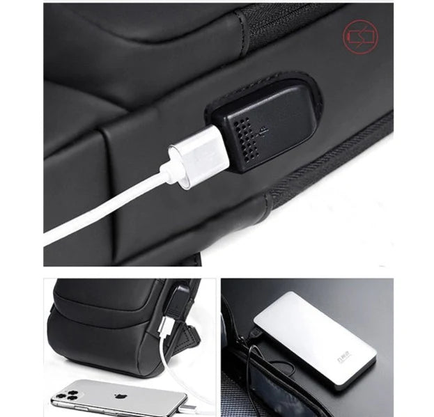 Crossbody Bag Anti-Theft Combination Lock USB Port & Tablet Sleeve