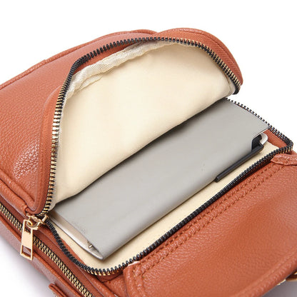 Crossbody Bag Compact Square Anti-Theft Zippers Adjustable Strap