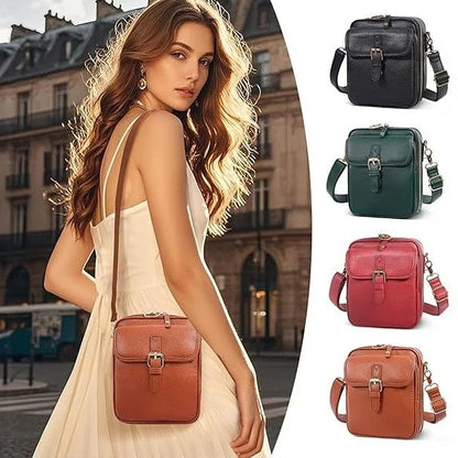 Crossbody Bag Compact Square Anti-Theft Zippers Adjustable Strap