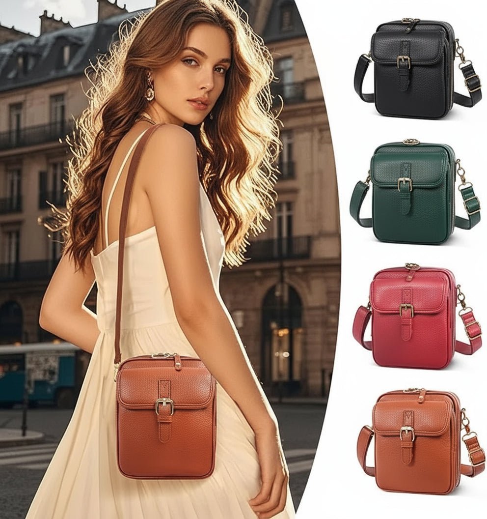 Crossbody Bag Faux Leather Multiple Pockets & Adjustable Strap