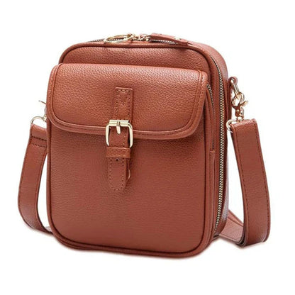 Crossbody Bag Faux Leather Two Zippered Compartments