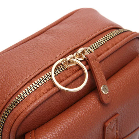 Crossbody Bag Faux Leather Two Zippered Compartments