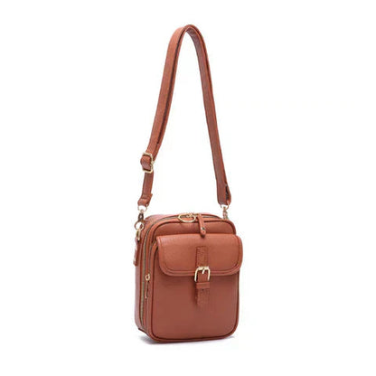 Crossbody Bag Faux Leather Two Zippered Compartments