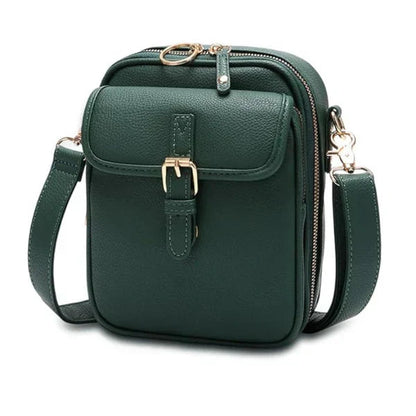 Crossbody Bag Faux Leather Two Zippered Compartments