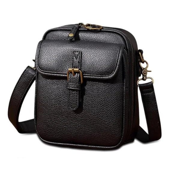Crossbody Bag Faux Leather Two Zippered Compartments