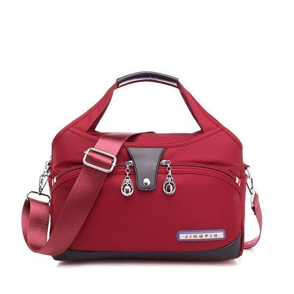 Crossbody Bag Five Zippered Compartments Anti-Theft Pocket Water-Repellent Nylon
