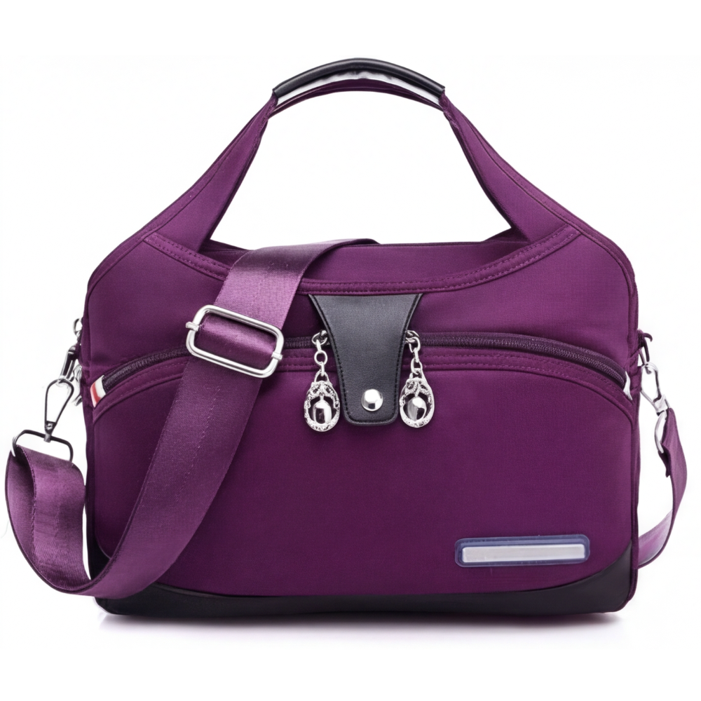 Crossbody Bag Five Zippered Compartments Anti-Theft Pocket Water-Repellent Nylon