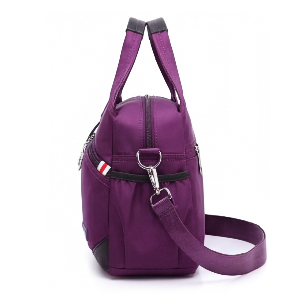 Crossbody Bag Five Zippered Compartments Anti-Theft Pocket Water-Repellent Nylon