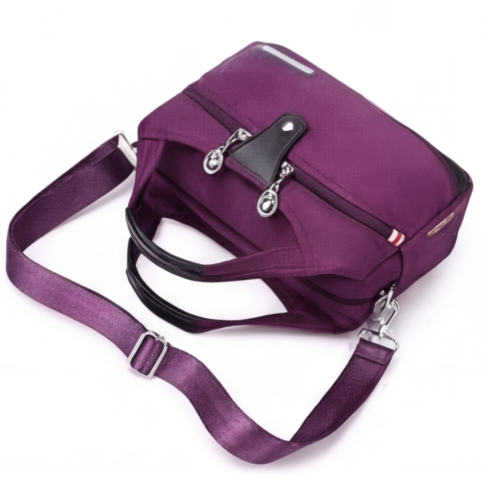 Crossbody Bag Five Zippered Compartments Anti-Theft Pocket Water-Repellent Nylon