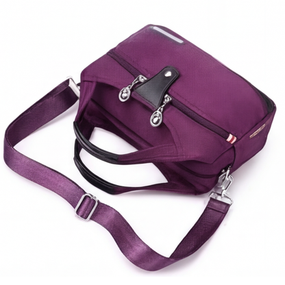 Crossbody Bag Five Zippered Compartments Anti-Theft Pocket Water-Repellent Nylon