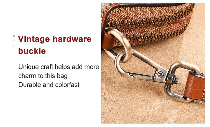 Crossbody Bag Leather Look Multiple Compartments & Double Zipper