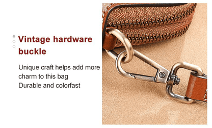 Crossbody Bag Leather Look Multiple Compartments & Double Zipper