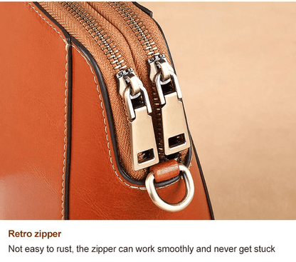 Crossbody Bag Leather Look Multiple Compartments & Double Zipper