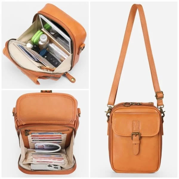 Crossbody Bag RFID-Blocking Wallet Glasses Compartment Adjustable Strap