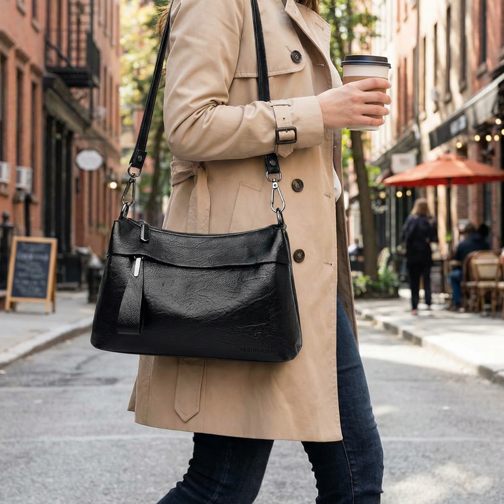Crossbody Bag Soft Faux Leather 3 Compartments