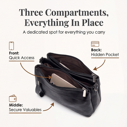 Crossbody Bag Soft Faux Leather 3 Compartments