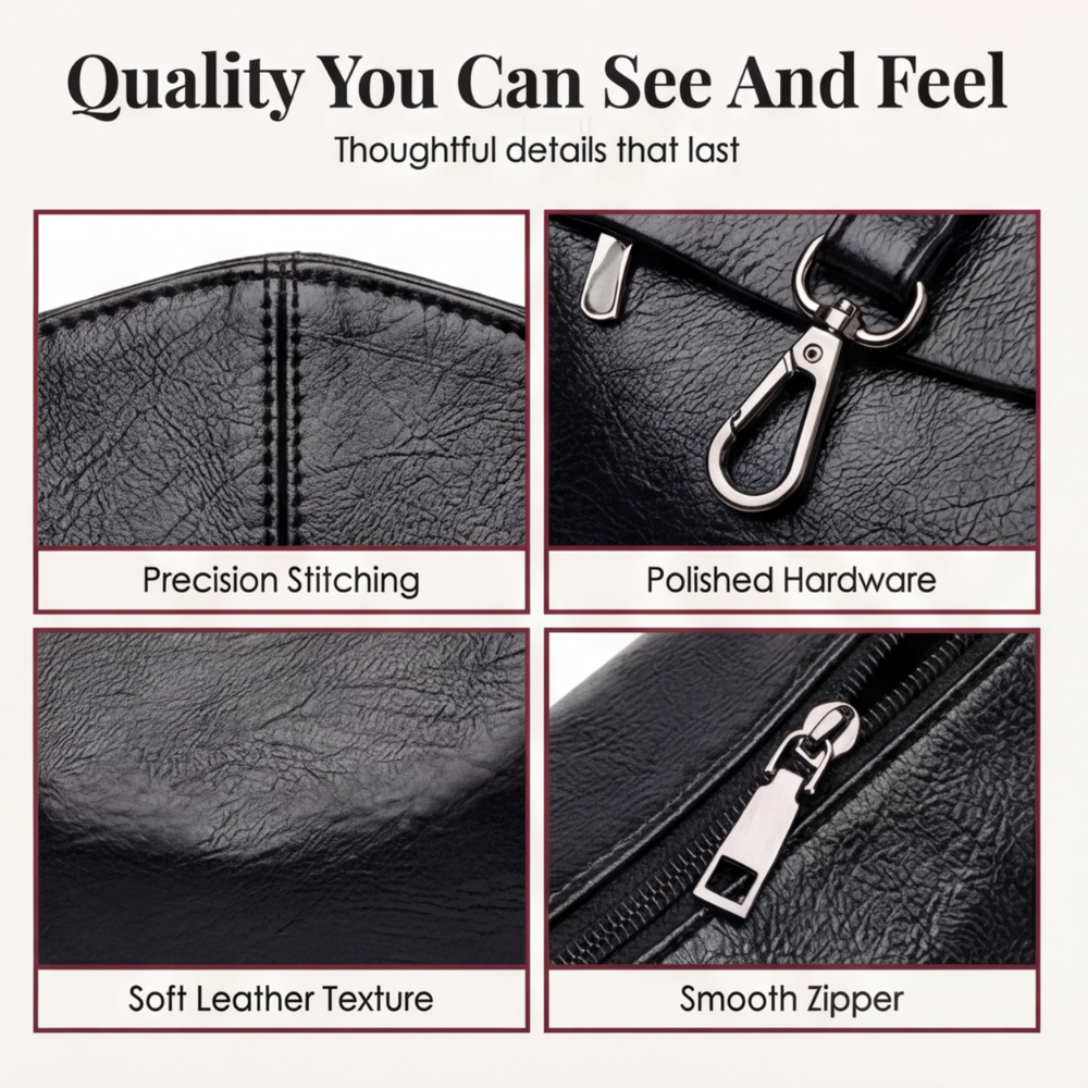 Crossbody Bag Soft Faux Leather 3 Compartments