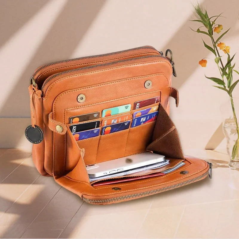 Crossbody Bag Three-Layer Convertible RFID-Blocking