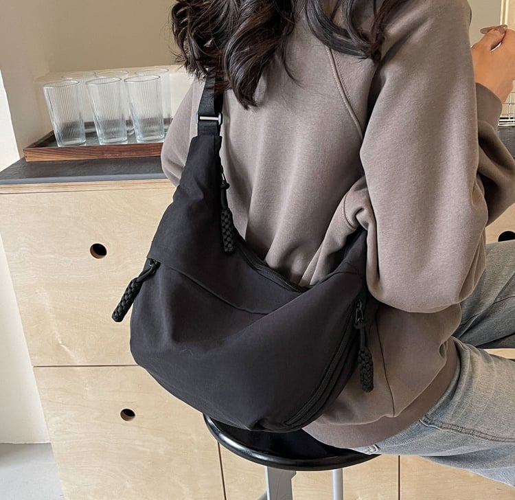 Crossbody Bag Ultralight Nylon Multiple Zippered Pockets