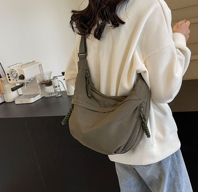 Crossbody Bag Ultralight Nylon Multiple Zippered Pockets