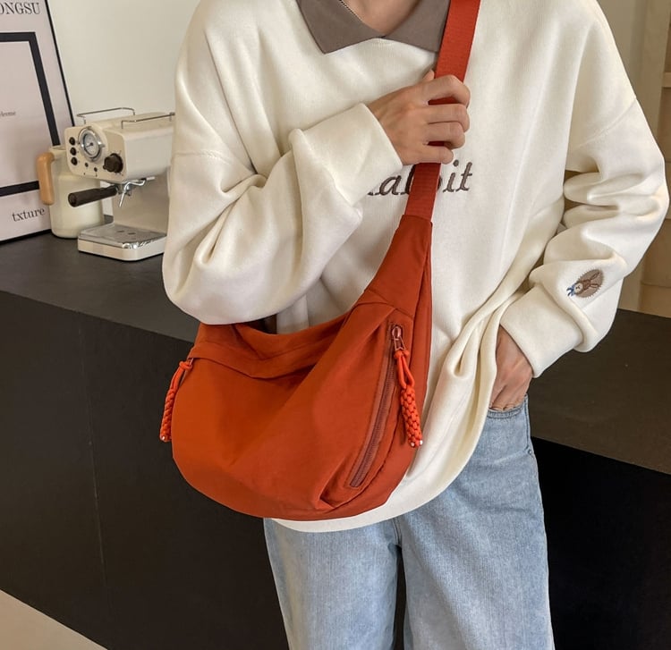 Crossbody Bag Ultralight Nylon Multiple Zippered Pockets
