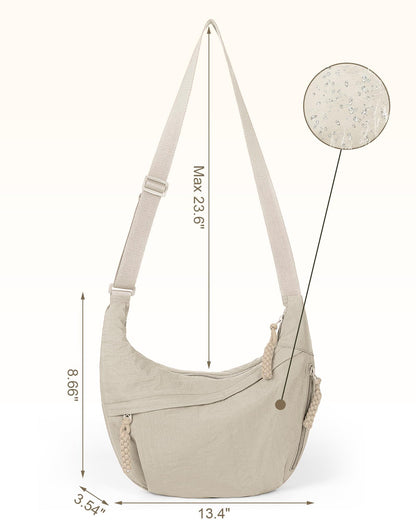 Crossbody Bag Ultralight Nylon Multiple Zippered Pockets