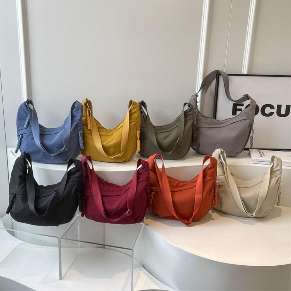 Crossbody Bag Ultralight Nylon Multiple Zippered Pockets