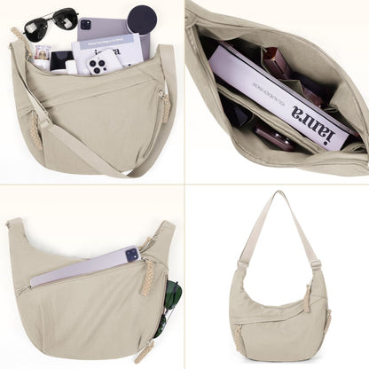 Crossbody Bag Ultralight Nylon Multiple Zippered Pockets