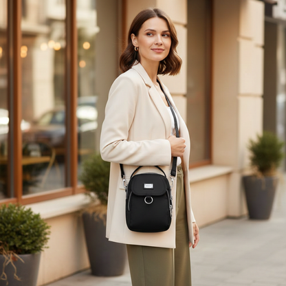 Crossbody Bag Water-Resistant Oxford Multiple Zippered Pockets