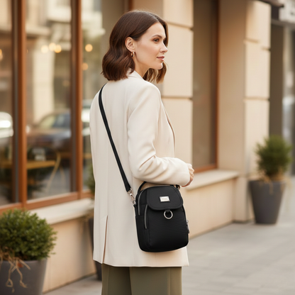 Crossbody Bag Water-Resistant Oxford Multiple Zippered Pockets