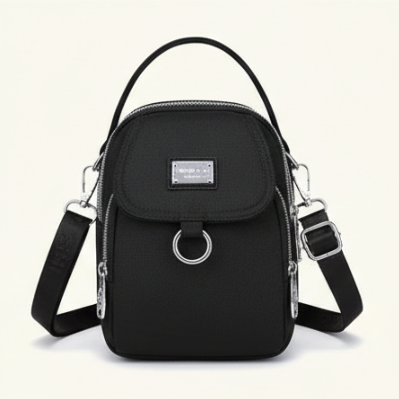 Crossbody Bag Water-Resistant Oxford Multiple Zippered Pockets