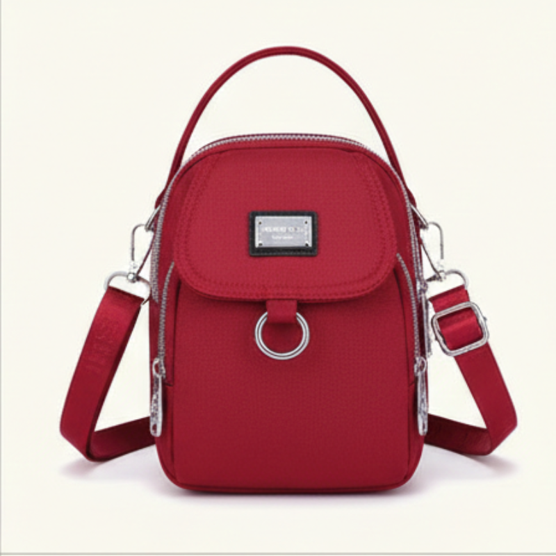 Crossbody Bag Water-Resistant Oxford Multiple Zippered Pockets