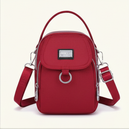 Crossbody Bag Water-Resistant Oxford Multiple Zippered Pockets
