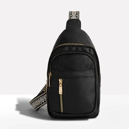 Crossbody Bag Water-Resistant PU Leather Five Compartments Adjustable Strap
