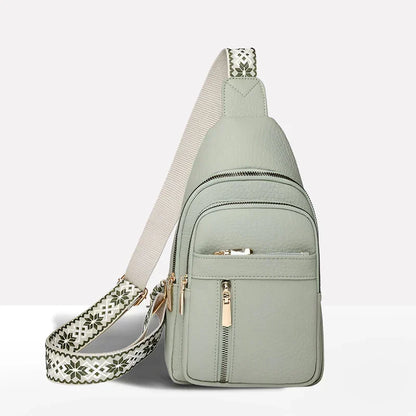 Crossbody Bag Water-Resistant PU Leather Five Compartments Adjustable Strap