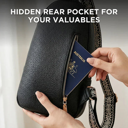 Crossbody Bag Water-Resistant PU Leather Five Compartments Adjustable Strap