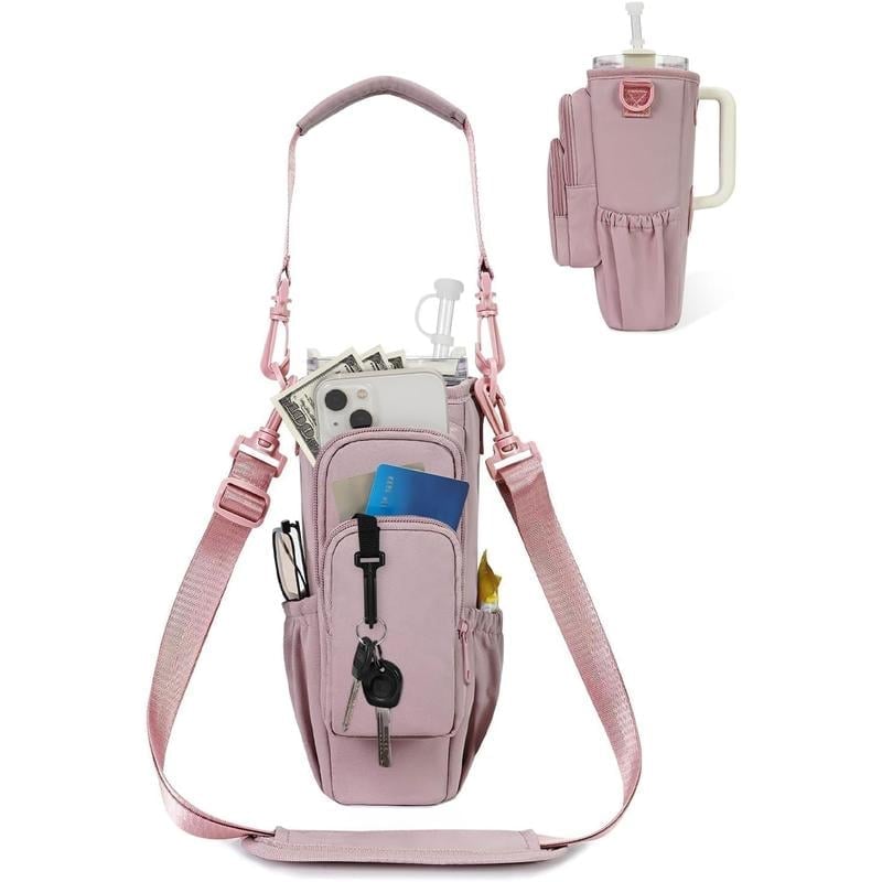 Crossbody Bottle Bag Insulated Lining Adjustable Strap & Zipper
