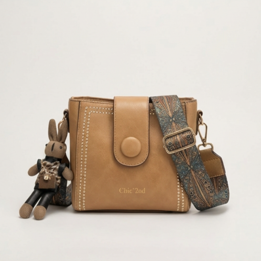 Crossbody Bucket Bag Soft PU Leather Adjustable Woven Strap