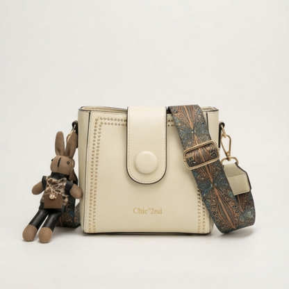 Crossbody Bucket Bag Soft PU Leather Adjustable Woven Strap
