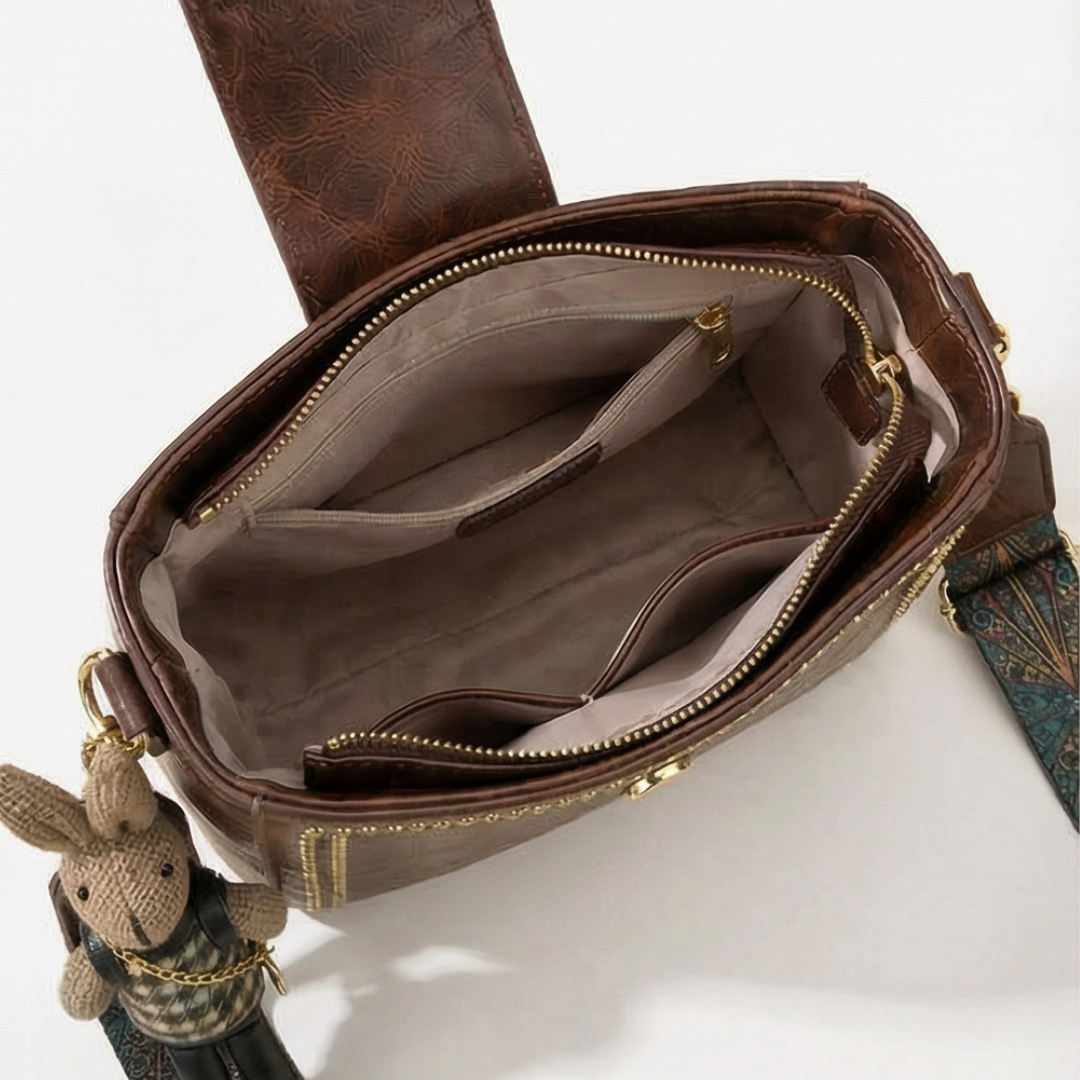 Crossbody Bucket Bag Soft PU Leather Adjustable Woven Strap