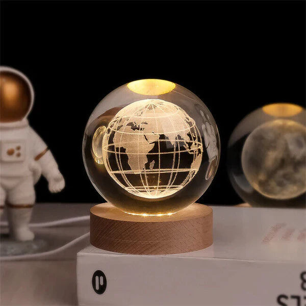 Crystal Ball Night Light 3D Engraved Warm White LED