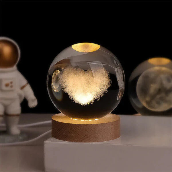 Crystal Ball Night Light 3D Engraved Warm White LED