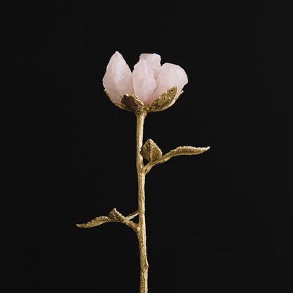 Crystal Rose Decor Handcrafted Crystal Glass With Natural Gemstone