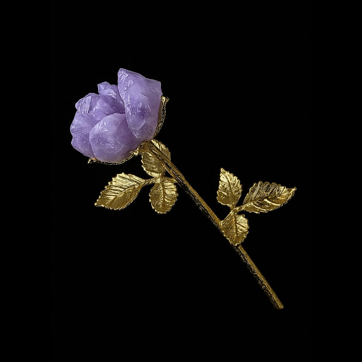 Crystal Rose Decor Handcrafted Crystal Glass With Natural Gemstone
