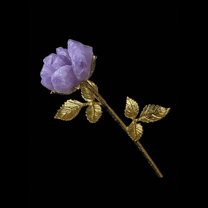 Crystal Rose Decor Handcrafted Crystal Glass With Natural Gemstone