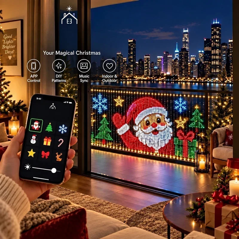 Curtain Lights App-Controlled 400 LEDs Custom Pixel Displays