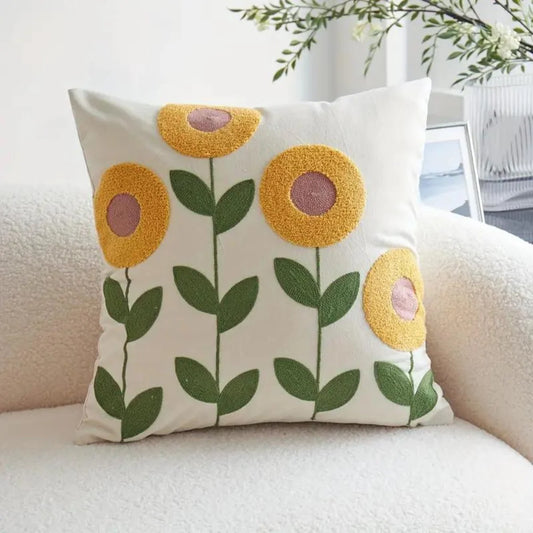 Cushion Cover Botanical Floral Print Microfibre Cotton Blend 45x45cm