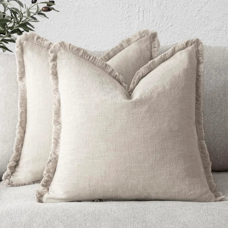 Cushion Cover Set Cotton-Linen Blend Set of 2
