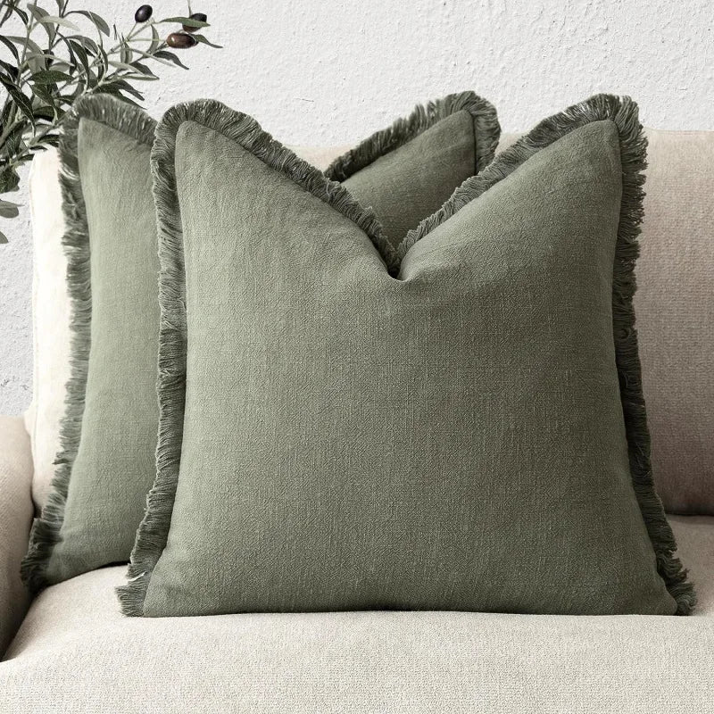 Cushion Cover Set Cotton-Linen Blend Set of 2