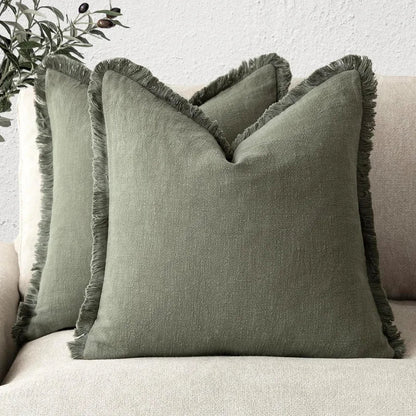 Cushion Cover Set Cotton-Linen Blend Set of 2